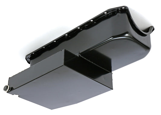Trans-Dapt Performance Sb Chevy ('55-79) Claimer Oil Pan 283-400; 8Qt Drivers Side Dipstick- Black 7113