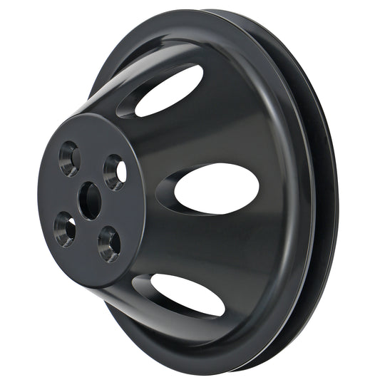 Trans-Dapt Performance Water Pump Pulley; 1 Groove; 1955-1968 Chevrolet 396-454; Short Water Pump- Black Aluminum 7134
