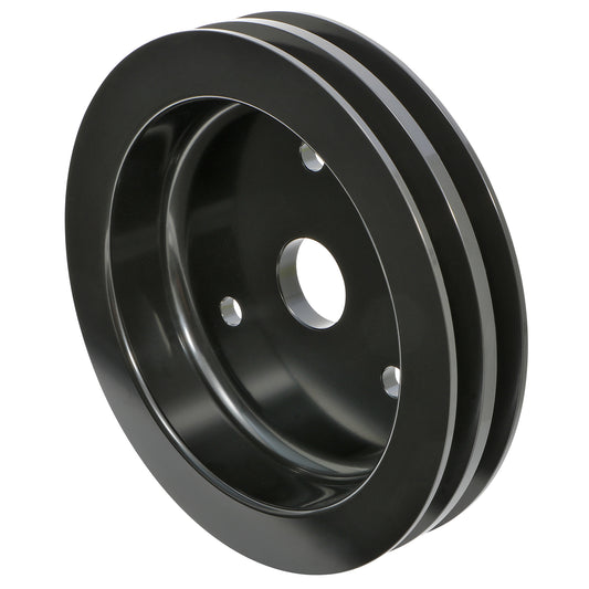 Trans-Dapt Performance Crankshaft Pulley; 2 Groove; Chevrolet 396-454; Short Water Pump- Black Aluminum 7137