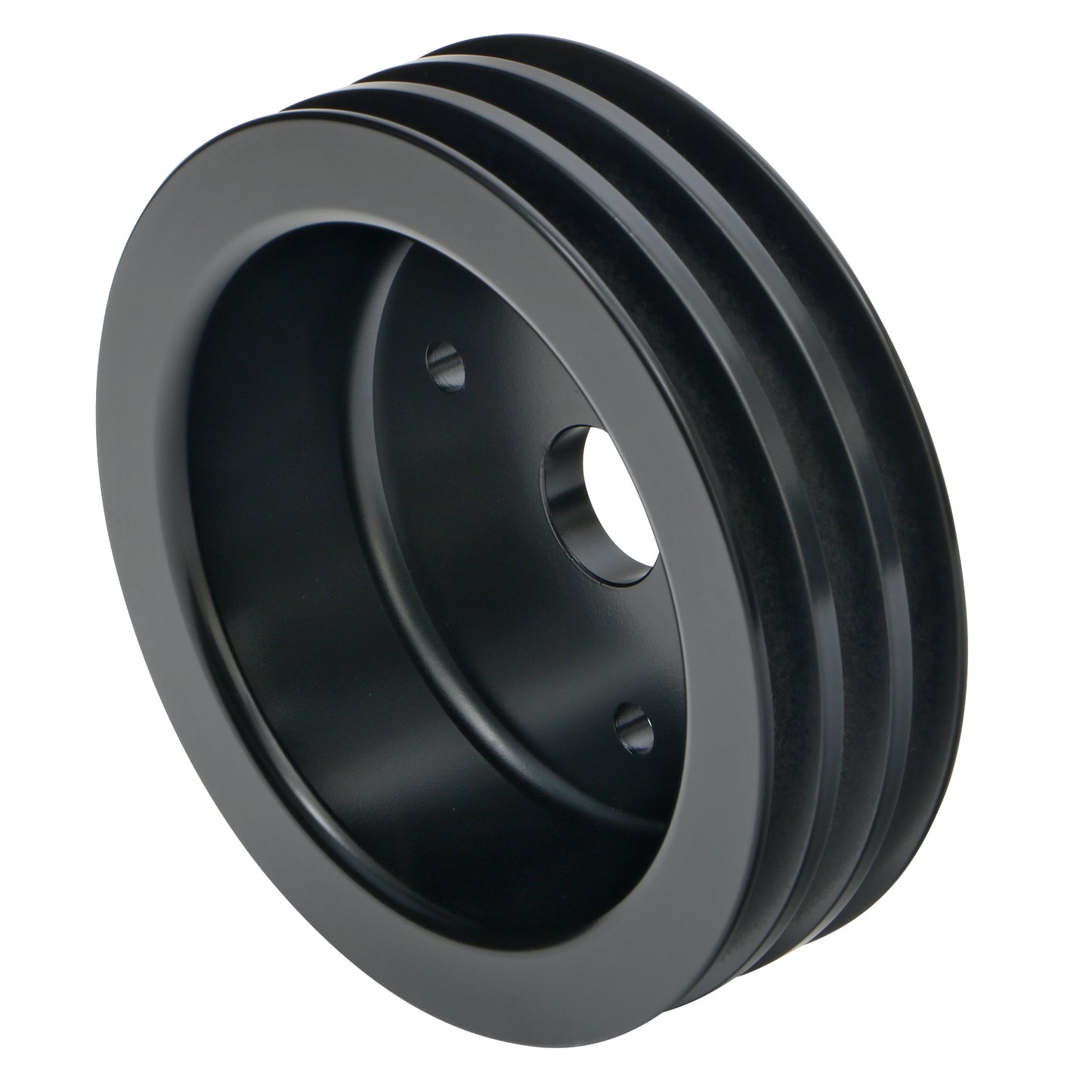 Trans-Dapt Performance Crankshaft Pulley; 3 Groove; Chevrolet 396-454; Short Water Pump- Black Aluminum 7138
