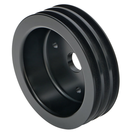Trans-Dapt Performance Crankshaft Pulley; 3 Groove; Chevrolet 396-454; Short Water Pump- Black Aluminum 7138