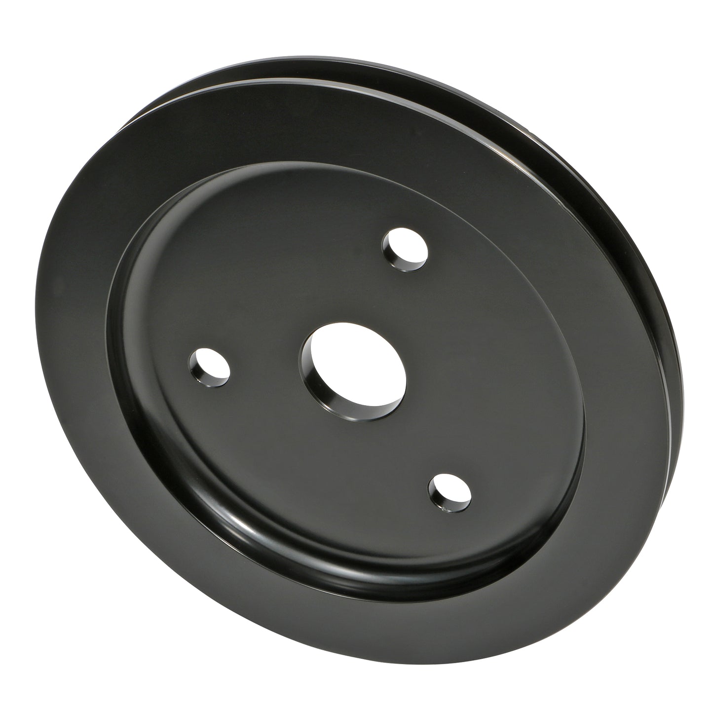 Trans-Dapt Performance Crankshaft Pulley; 1 Groove; Chevrolet 283-350; Short Water Pump- Black Aluminum 7142