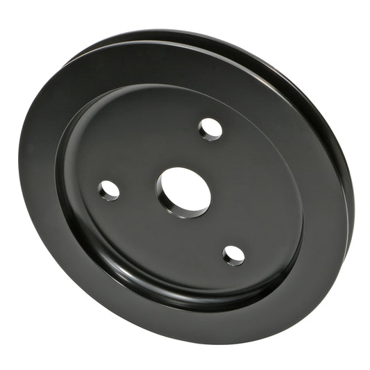 Trans-Dapt Performance Crankshaft Pulley; 1 Groove; Chevrolet 283-350; Short Water Pump- Black Aluminum 7142