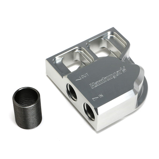 HAMBURGER'S PERFORMANCE PRODUCTS SINGLE REMOTE OIL FILTER RELOCATION BASE; HP6 (OR EQUIVALENT); -12AN PORTS- BILLET ALUMINUM 3301