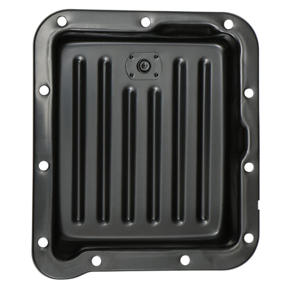 Trans-Dapt Performance Ford C-4 Black Steel Transmission Pan; Stock Capacity; Stock Depth; Finned Bottom 7170
