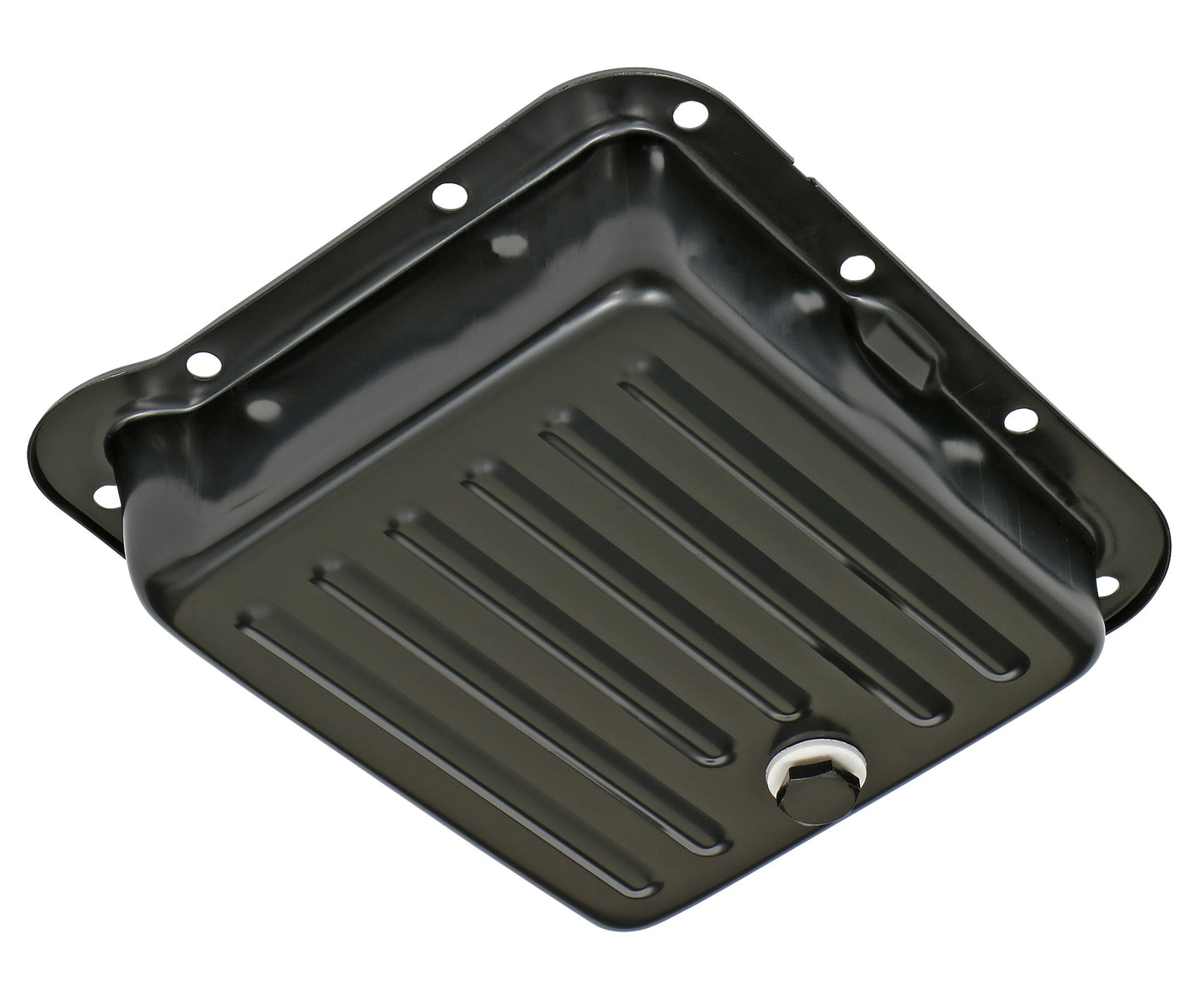 Trans-Dapt Performance Ford C-4 Black Steel Transmission Pan; Stock Capacity; Stock Depth; Finned Bottom 7170