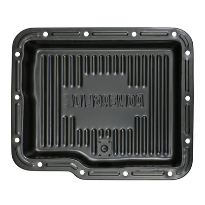 Trans-Dapt Performance Powerglide Black Steel Transmission Pan; Stock Capacity; Stock Depth; Finned Bottom 7172