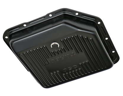Trans-Dapt Performance Th350 Black Steel Transmission Pan; Stock Capacity; Stock Depth; Finned Bottom 7173