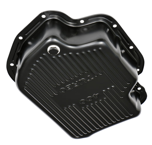 Trans-Dapt Performance Th400 Black Steel Transmission Pan; Extra Capacity (1-1/2 Qts Over Stock); 3 In. Depth; Finned Bottom 7175
