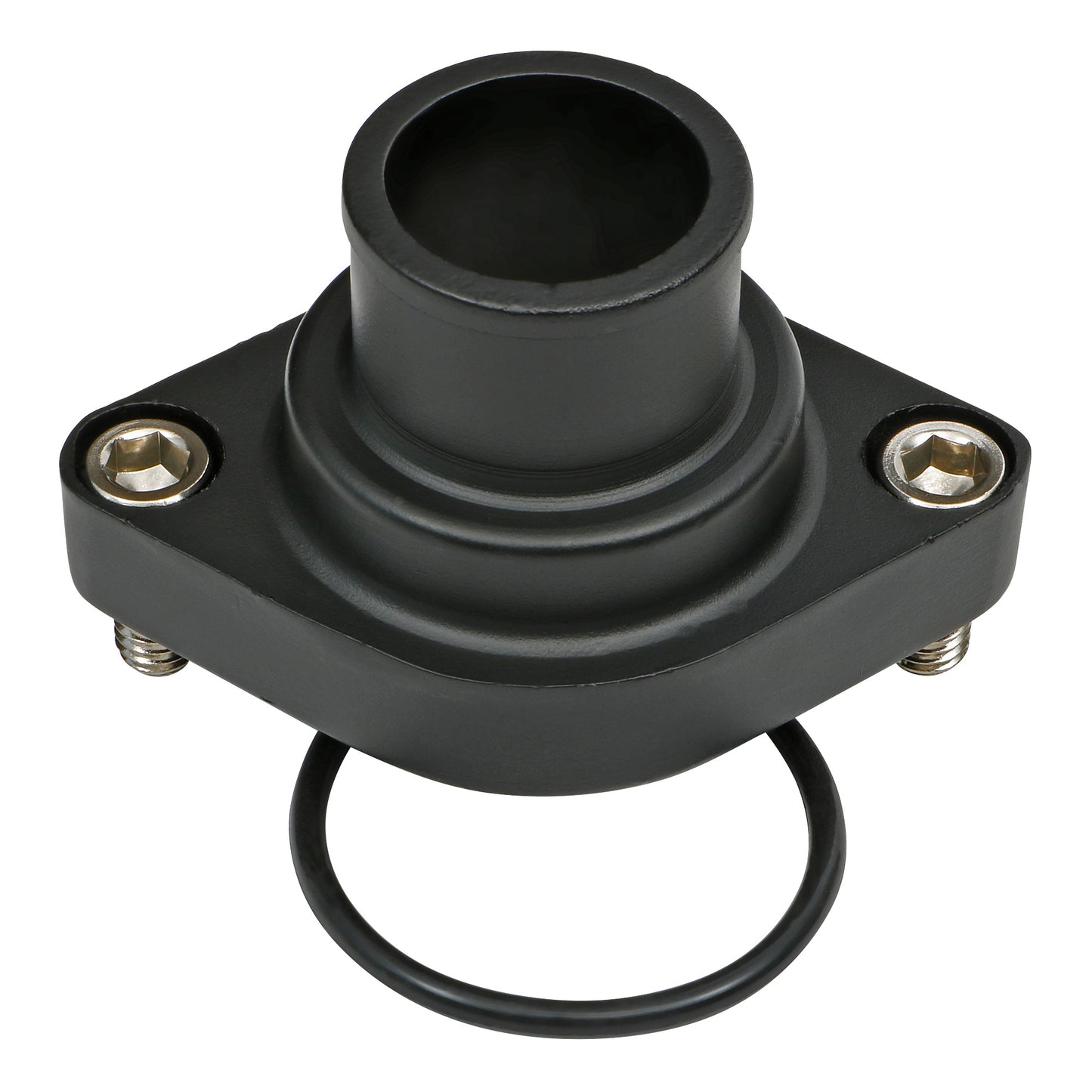Trans-Dapt Performance Straight-Up Style Water Neck; (O-Ring Seal); Sb And Bb Chevy V8- Black Aluminum 7192