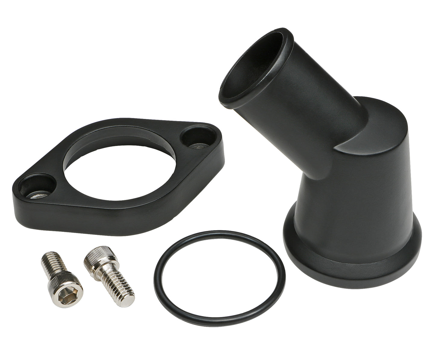 Trans-Dapt Performance 45 Degree Swivel Style Water Neck; (O-Ring Seal); Sb And Bb Chevy V8- Black Aluminum 7193
