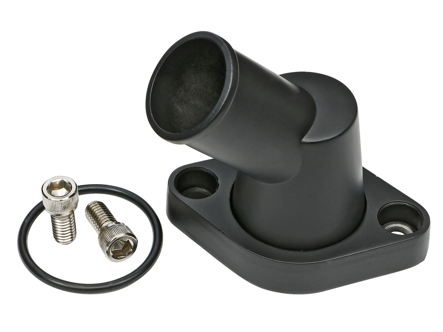 Trans-Dapt Performance 45 Degree Swivel Style Water Neck; (O-Ring Seal); Sb And Bb Chevy V8- Black Aluminum 7193