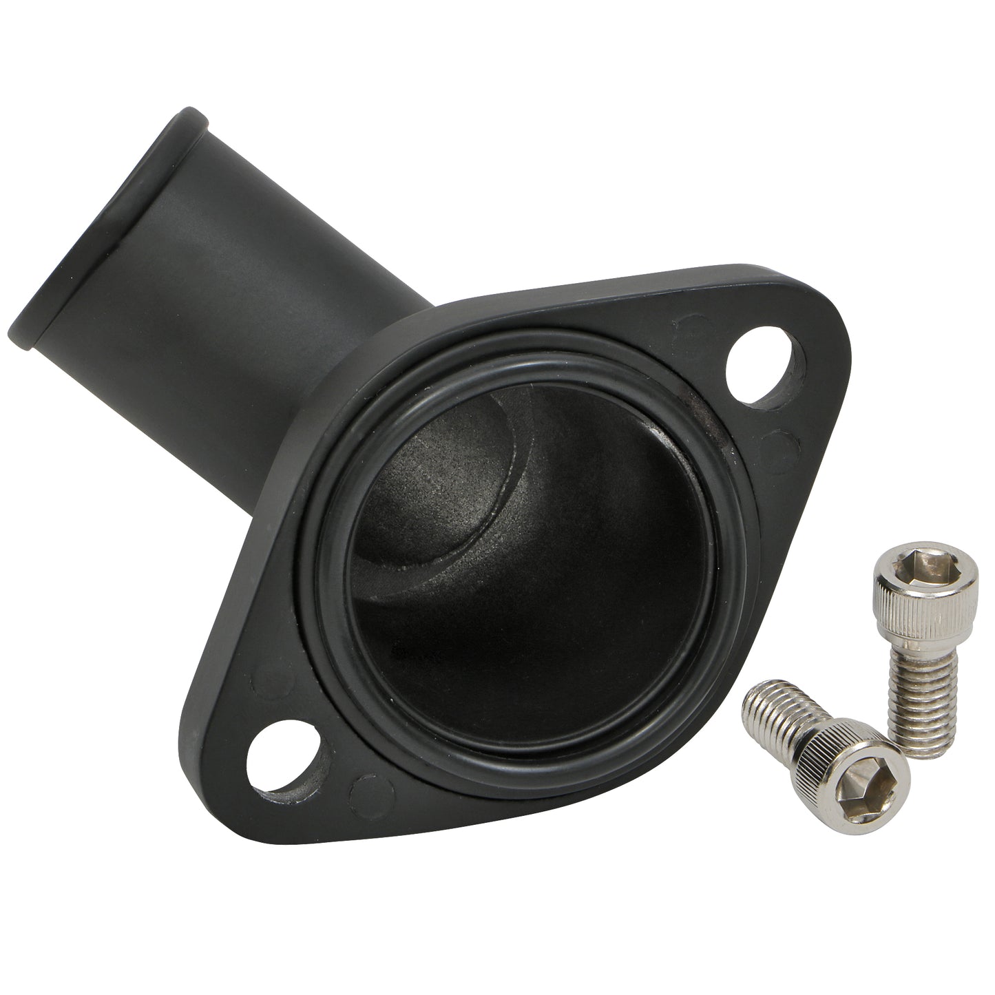 Trans-Dapt Performance 15 Degree Swivel Style Water Neck; (O-Ring Seal); Sb And Bb Chevy V8- Black Aluminum 7195