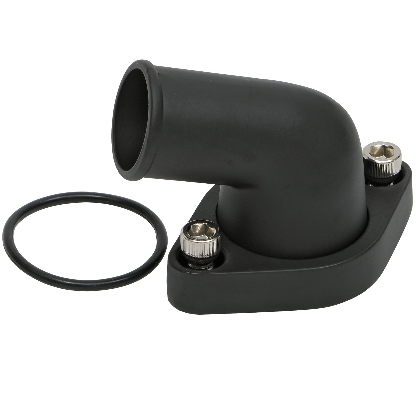 Trans-Dapt Performance 15 Degree Swivel Style Water Neck; (O-Ring Seal); Sb And Bb Chevy V8- Black Aluminum 7195