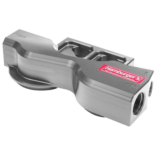 HAMBURGER'S PERFORMANCE PRODUCTS DOUBLE REMOTE OIL FILTER RELOCATION BASE; PH8A (OR EQUIVALENT); -12AN PORTS- BILLET ALUMINUM 3310