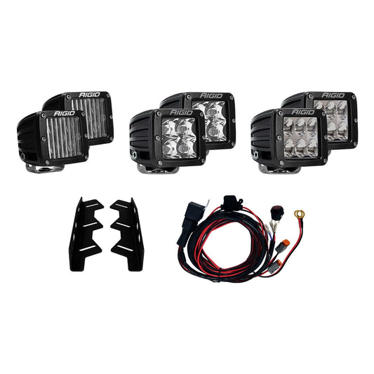 RIGID Industries 2017-2020 Ford Raptor Fog Light Mount Kit Includes 6 D-Series LED Lights 41610