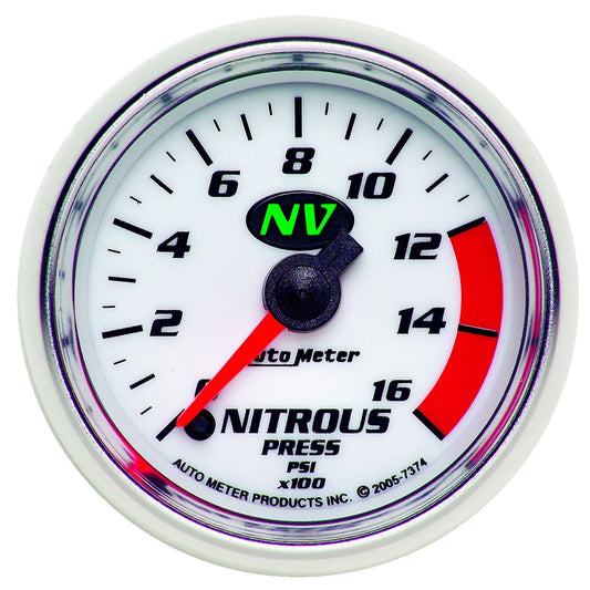 AutoMeter 2-1/16 in. NITROUS PRESSURE 0-1600 PSI NV 7374