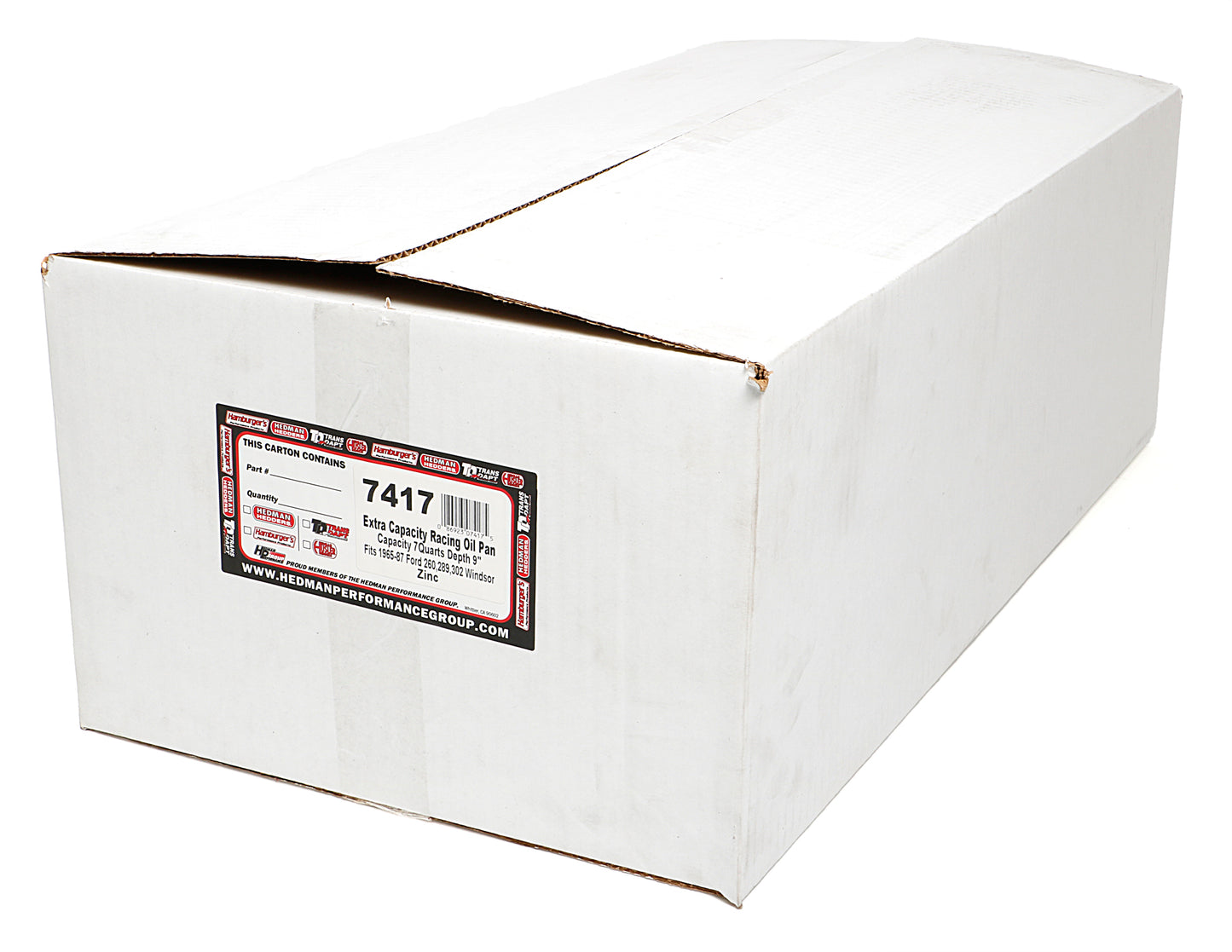 Trans-Dapt Performance Sb Ford Oil Pan 1965-1987 260-289-302 7Qt Front Sump Zinc 7417