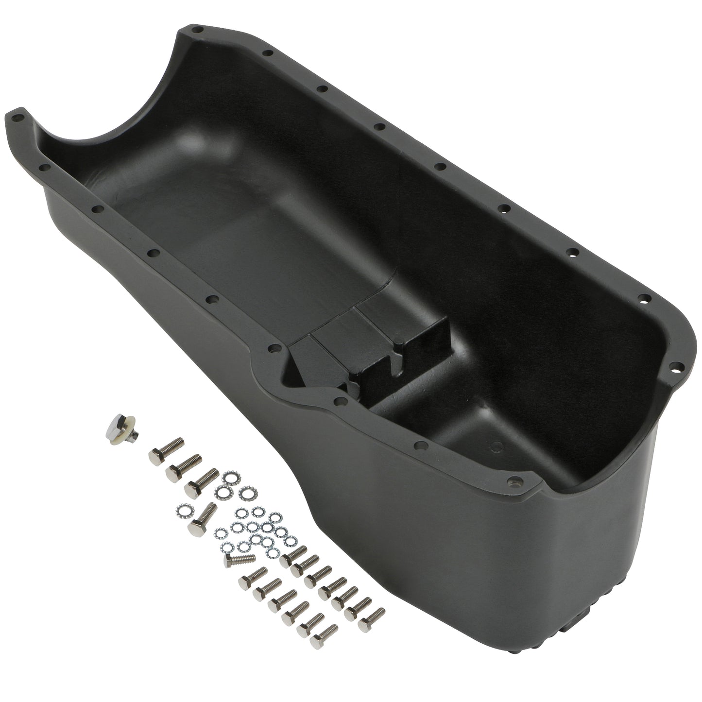 Trans-Dapt Performance Finned Black Aluminum Oem-Style Oil Pan; 4 Qts. Capacity; 1955-79 Sb Chevy 283-350 7424