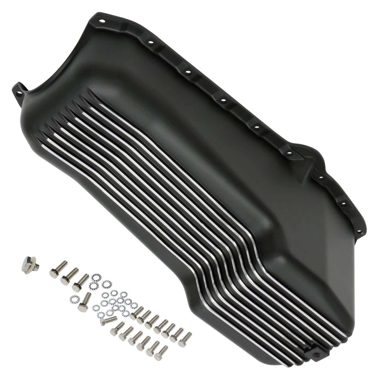 Trans-Dapt Performance Finned Black Aluminum Oem-Style Oil Pan; 4 Qts. Capacity; 1955-79 Sb Chevy 283-350 7424