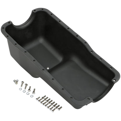 Trans-Dapt Performance Finned Oil Pan Black Aluminum; 1962-82 Sb Ford 260-302 7427