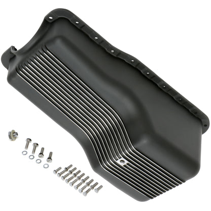 Trans-Dapt Performance Finned Oil Pan Black Aluminum; 1962-82 Sb Ford 260-302 7427