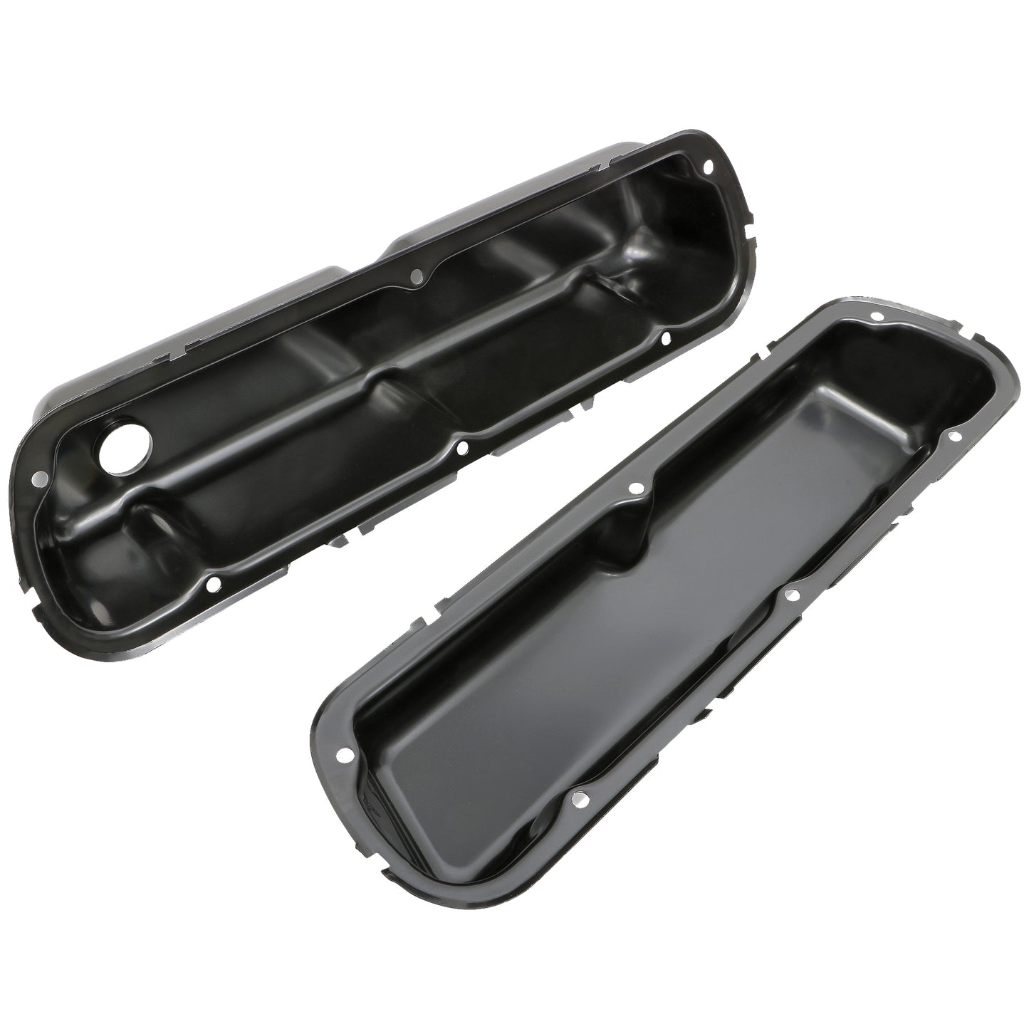 Trans-Dapt Performance O.E.M. Reproduction Design Valve Covers; Stock; 1986-1995 Ford 5.0L- Black Steel 7439