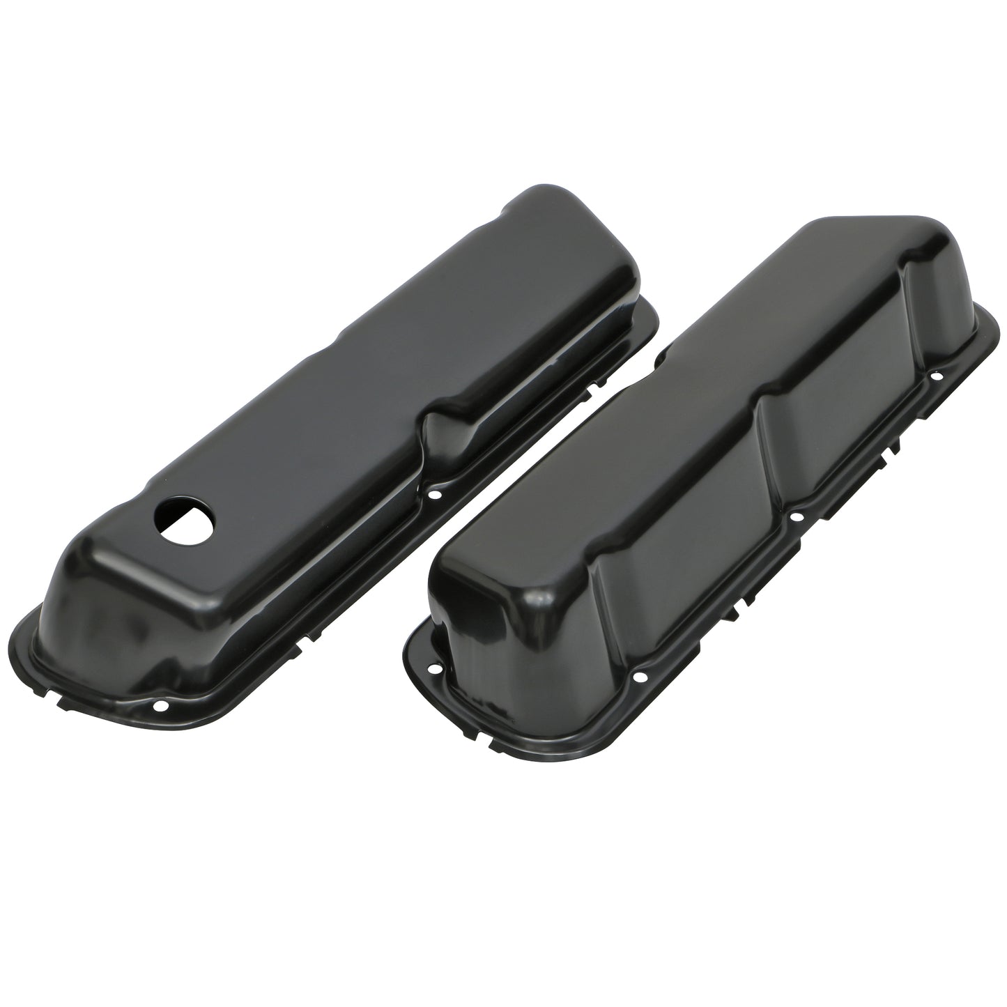 Trans-Dapt Performance O.E.M. Reproduction Design Valve Covers; Stock; 1986-1995 Ford 5.0L- Black Steel 7439