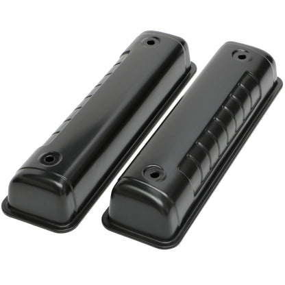 Trans-Dapt Performance O.E.M. Reproduction Design Valve Covers; Stock; 1956-1962 Ford Y-Block- Black Steel 7440