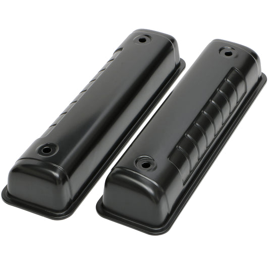 Trans-Dapt Performance O.E.M. Reproduction Design Valve Covers; Stock; 1956-1962 Ford Y-Block- Black Steel 7440