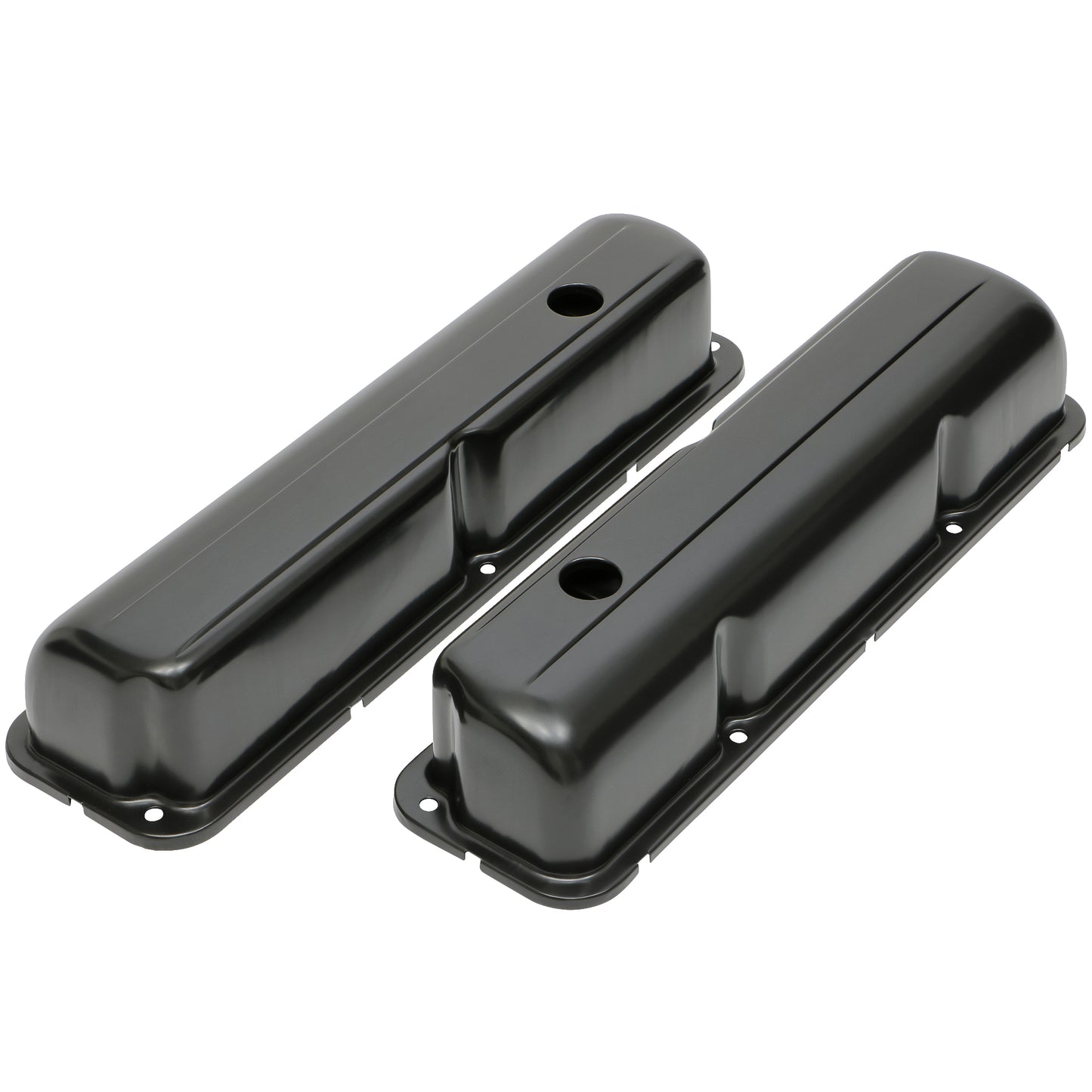Trans-Dapt Performance Traditional Design Valve Covers; Stock; Ford 352 360 390 406 427 428 (Not Cobrajet 428)- Black Steel 7441