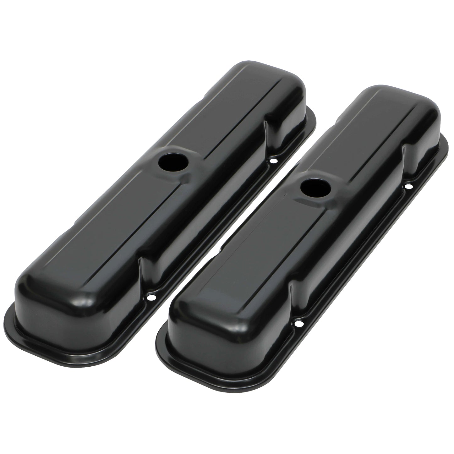 Trans-Dapt Performance O.E.M. Reproduction Design Valve Covers; Short; 1959-1979 Pontiac 326-455- Black Steel 7442