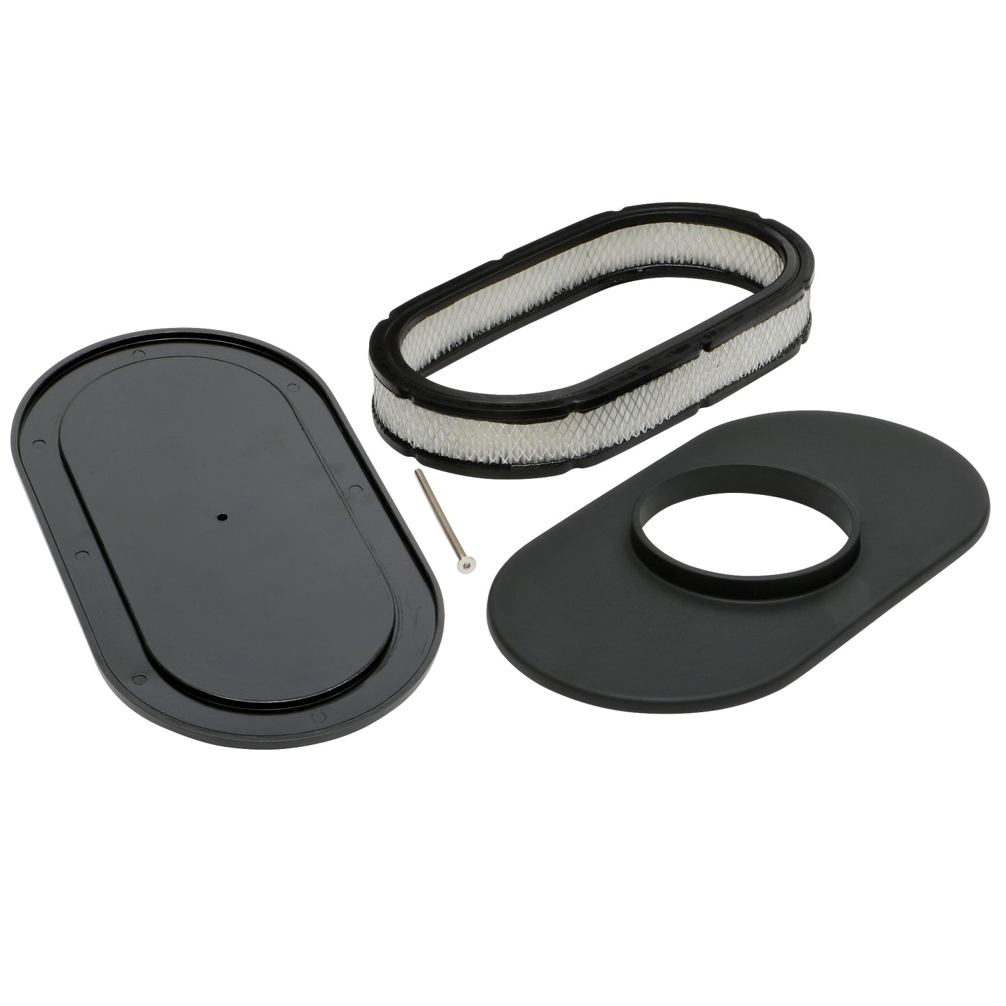 Trans-Dapt Performance Oval Air Cleaner Set; Smooth-Top; 8-3/8 In. Width 15 In. Length; Raised Base- Black Aluminum 7463