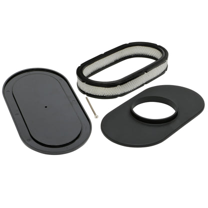 Trans-Dapt Performance Oval Air Cleaner Set; Smooth-Top; 8-3/8 In. Width 15 In. Length; Raised Base- Black Aluminum 7463