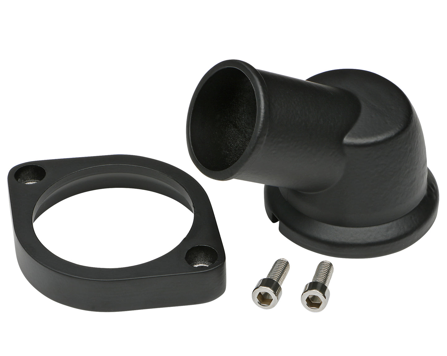 Trans-Dapt Performance 30 Degree Swivel Style Water Neck; 1997-2015 Gm Ls (Gen Iii/Iv) Engines- Black Aluminum 7464