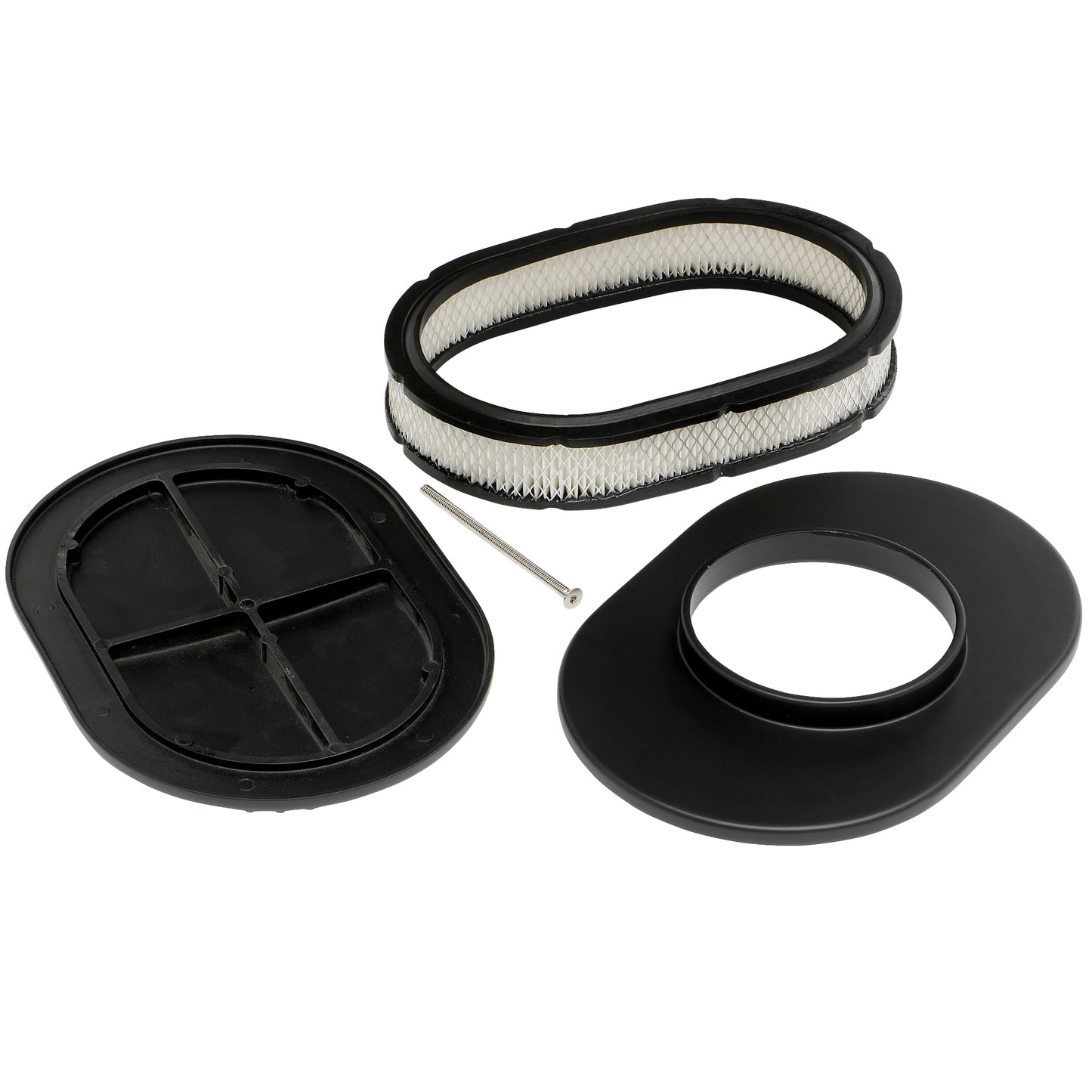 Trans-Dapt Performance Oval Air Cleaner Set; Partially Finned; 8-3/8 In. Width 12 In. Length; Raised Base- Black Aluminum 7466