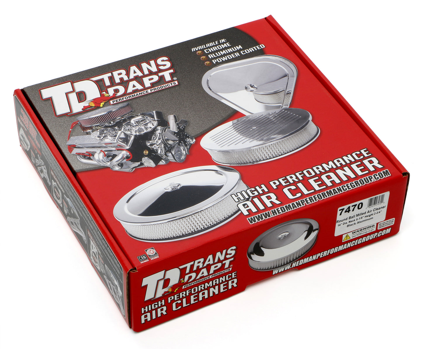 Trans-Dapt Performance Round Air Cleaner Set; Pinstriped (Ball-Milling); 14 In. Diameter 3 In. Tall; Recessed Base- Black Aluminum Top/ Black Steel Base 7470