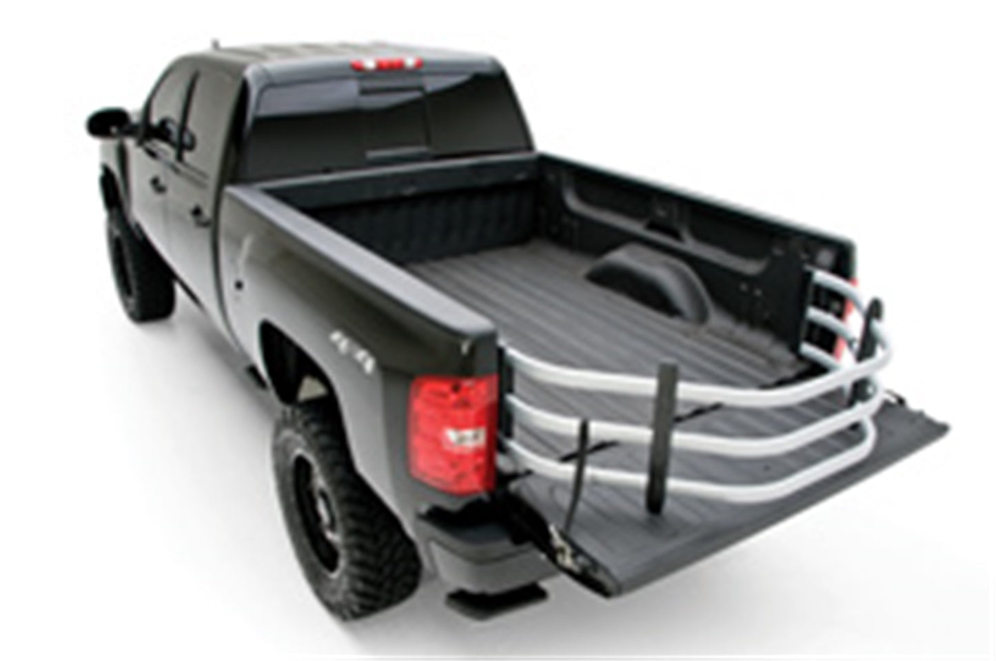 AMP Research 74804-00A Silver BedXTender HD Sport For Silverado/Sierra Ford F150/F250/F350 (Excl Models With Tailgate Step) Nissan Titan Dodge Ram 1500/2500/3500 (Dually Requires Kit 74610-01A) Ram 1500 Classic Toyota Tundra Standard Bed