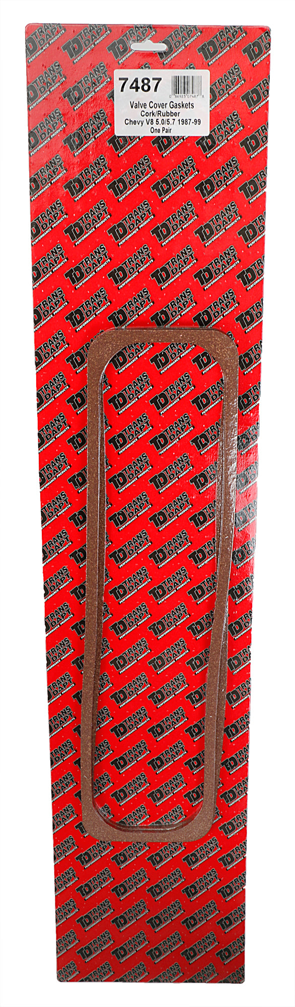 Trans-Dapt Performance Standard Cork Valve Cover Gaskets- 1987-99 Chevy 5.0/5.7L; Center-Bolt Design 7487