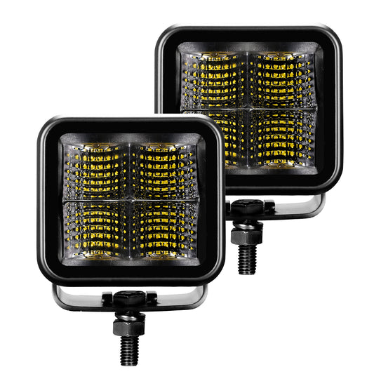 Go Rhino 750400321FCS Blackout Series Lights Pair Of 3x3 Cube LED Flood Light Kit Black
