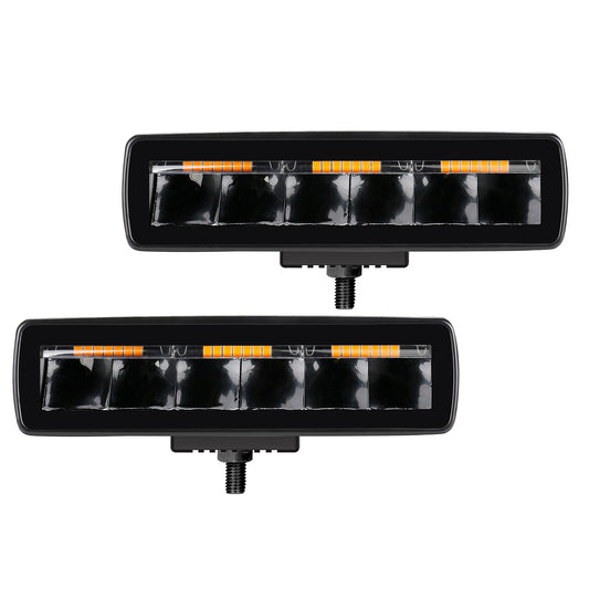 Go Rhino 750600622SBS Blackout Combo Series Lights Pair Of Sixline LED Spot Lights With Amber Accent Black