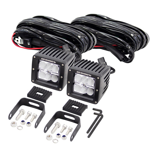 Go Rhino 751002 Pair Of 3" LED Cube Lights Black Housing