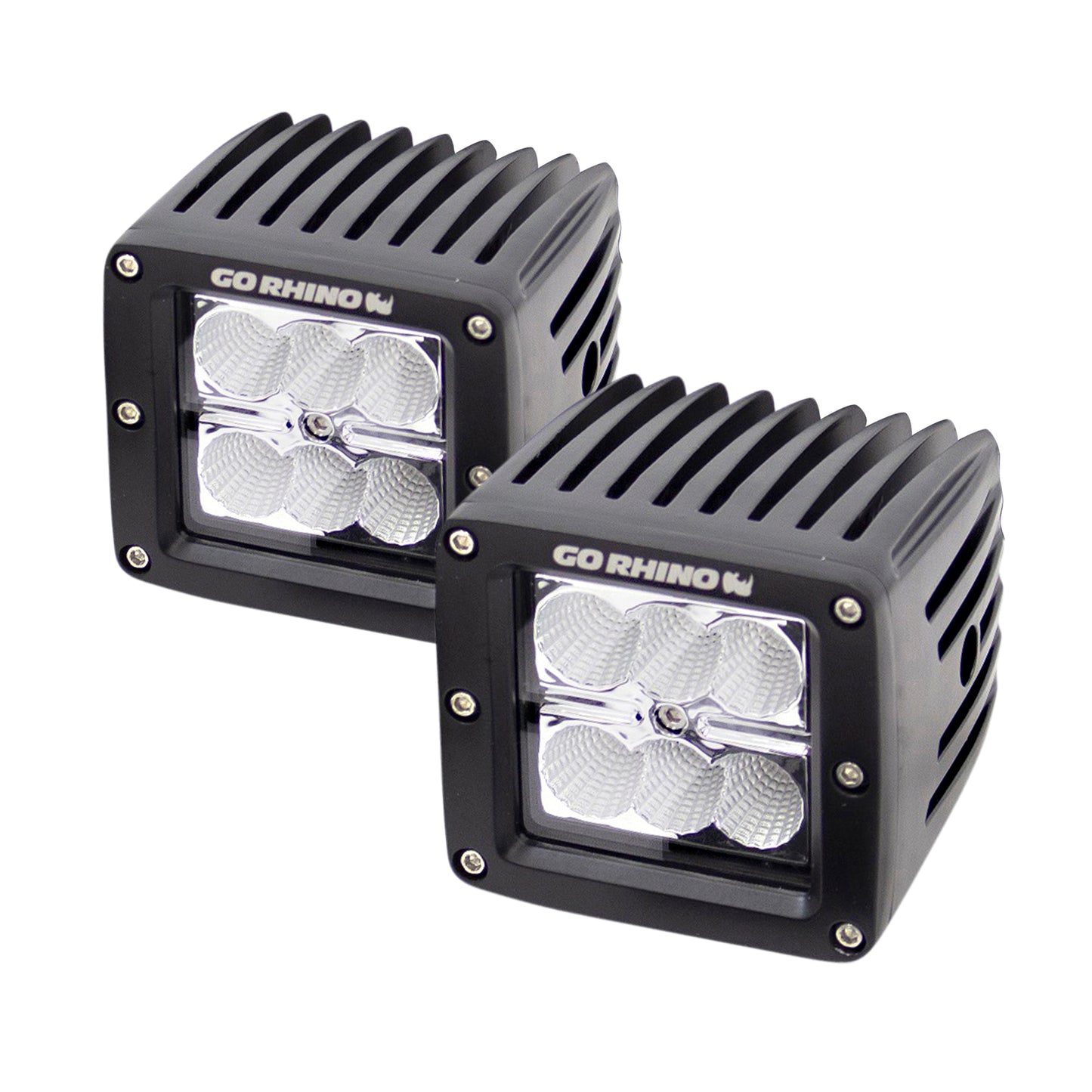 Go Rhino 751002 Pair Of 3" LED Cube Lights Black Housing