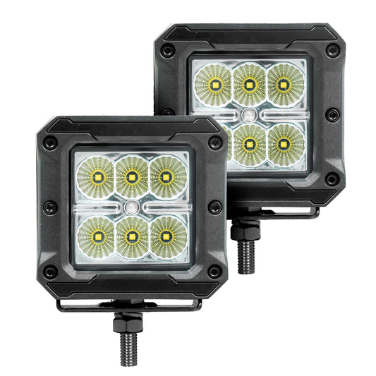 Go Rhino 751803023FCS Bright Series Lights Pair Of 3x3 Cube LED Flood Light Kit Black