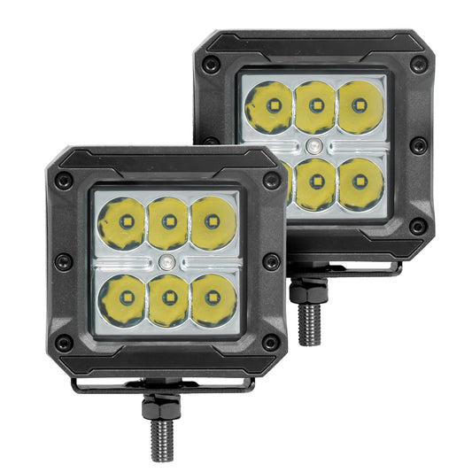 Go Rhino 751803023SCS Bright Series Lights Pair Of 3x3 Cube LED Spot Light Kit Black