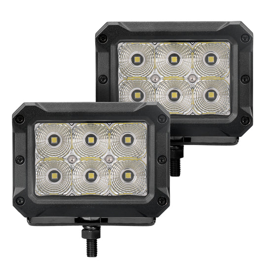 Go Rhino 753003023FBS Bright Series Lights Pair Of 4x3 Rectangle LED Flood Light Kit Black