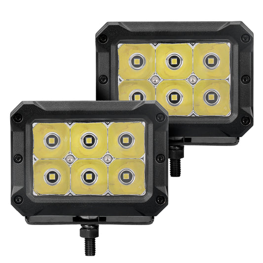 Go Rhino 753003023SBS Bright Series Lights Pair Of 4x3 Rectangle LED Spot Light Kit Black