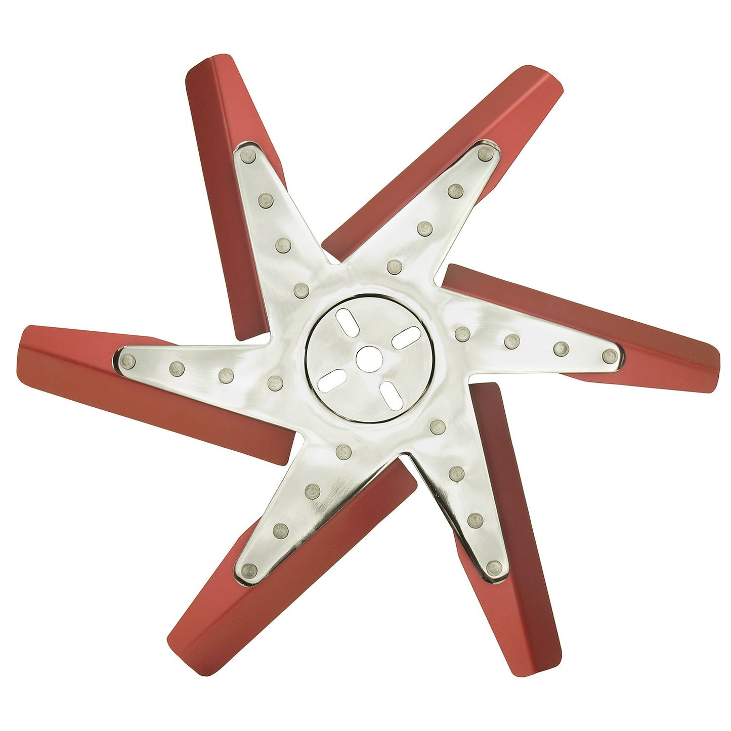 Derale 17" High Performance Aluminum Standard Rotation Flex Fan Red Blade w/ Chrome Hub 19417