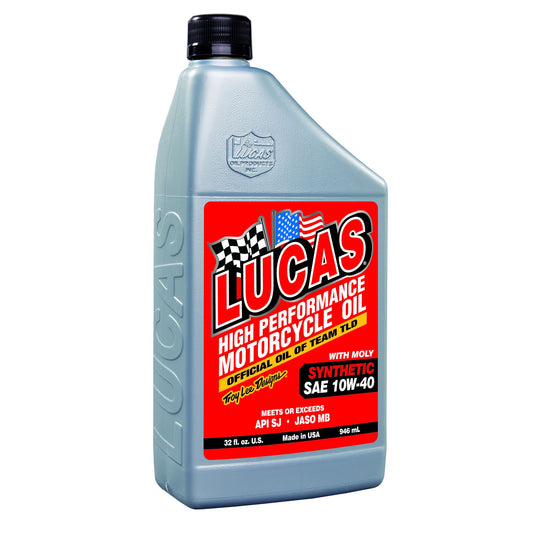 Lucas Oil Products Synthetic SAE 10w-40 w/Moly Motorcycle Oil JASO MB 10777