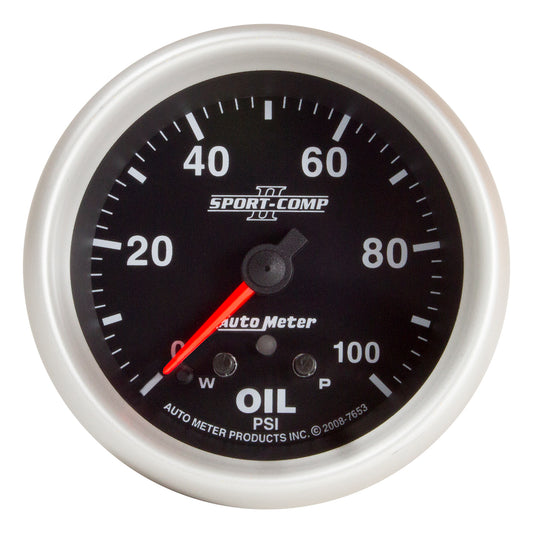 AutoMeter 2-5/8 in. OIL PRESSURE 0-100 PSI SPORT-COMP II 7653
